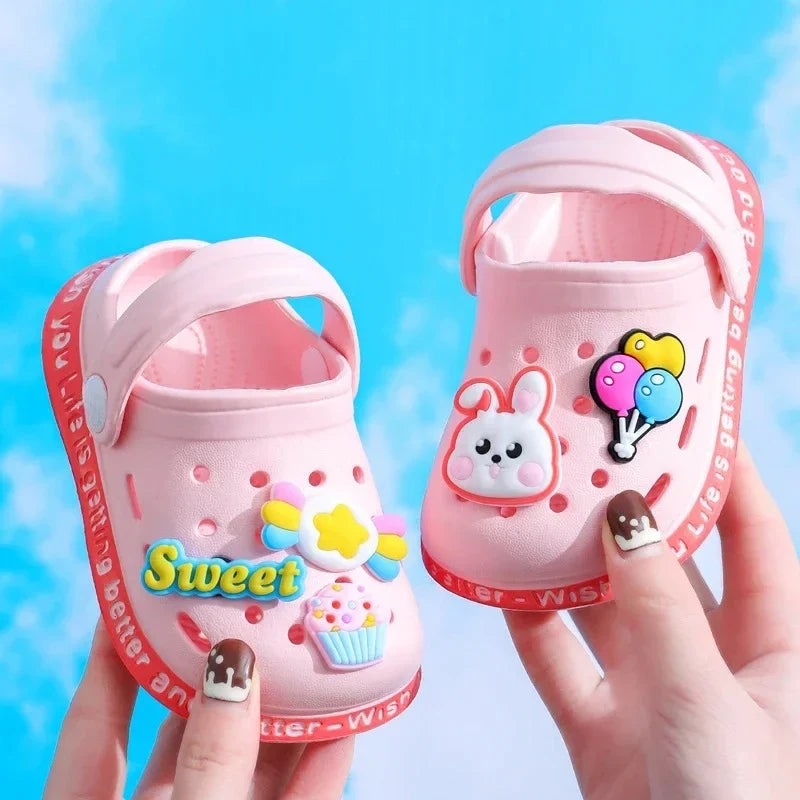 Summer Sandals, Girls, Kids, Baby Boys, Cartoon Sandals, Flat Heel, Soft Slippers, Garden Shoes