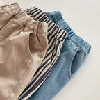 Kids Tapped Casual Striped Pants 0-5T Girls Boys Fashion Stripe Trousers Children Solid Denim Jeans Britches