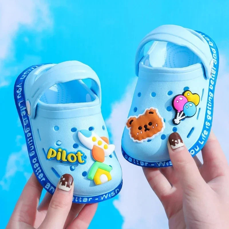 Summer Sandals, Girls, Kids, Baby Boys, Cartoon Sandals, Flat Heel, Soft Slippers, Garden Shoes