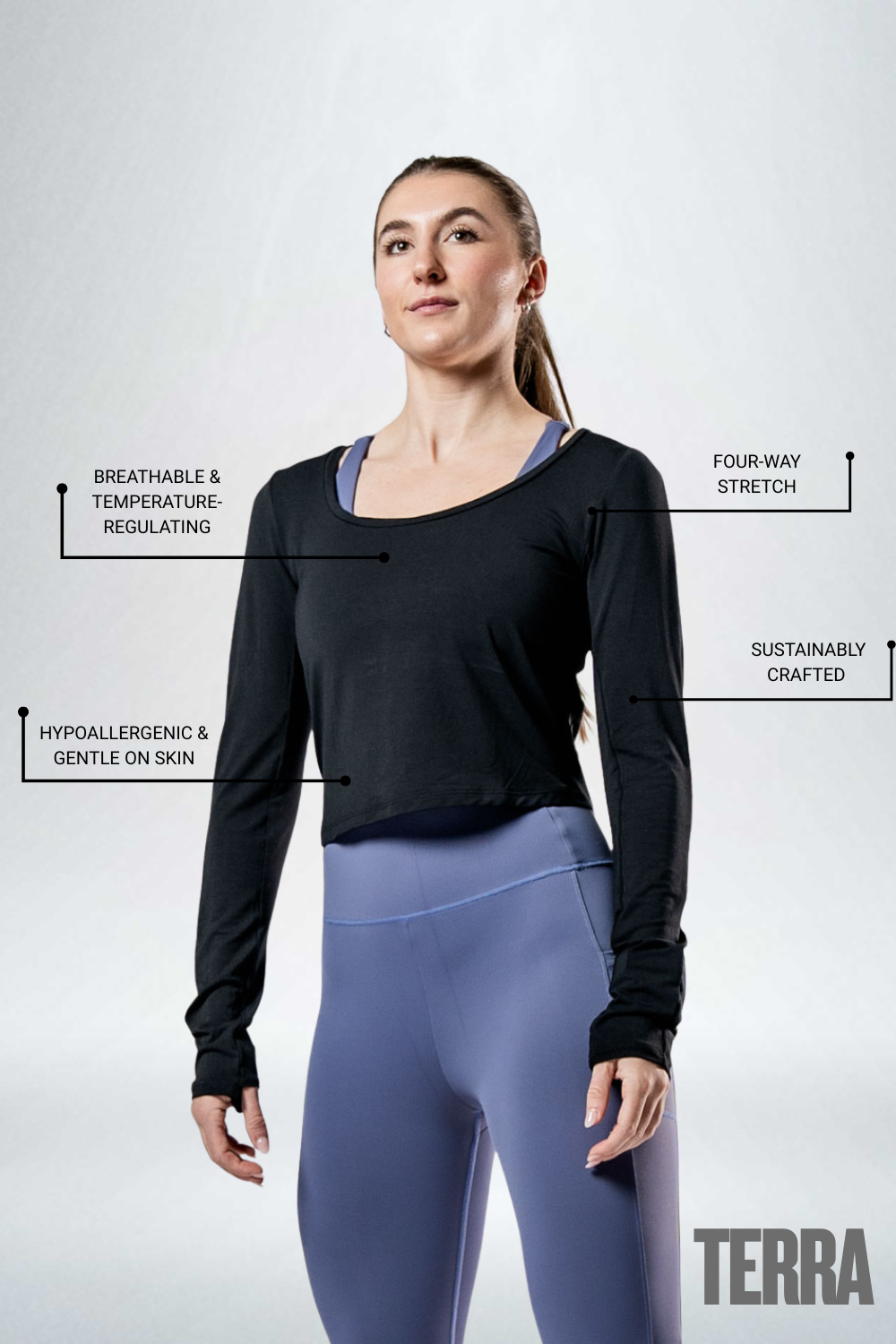 Women's Terra Recovery Arc Long Sleeve Crop (Black)